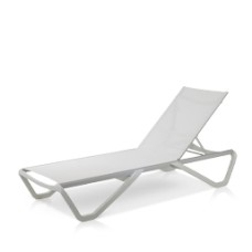 Armless Chaise Silver/White Frame - White Sling